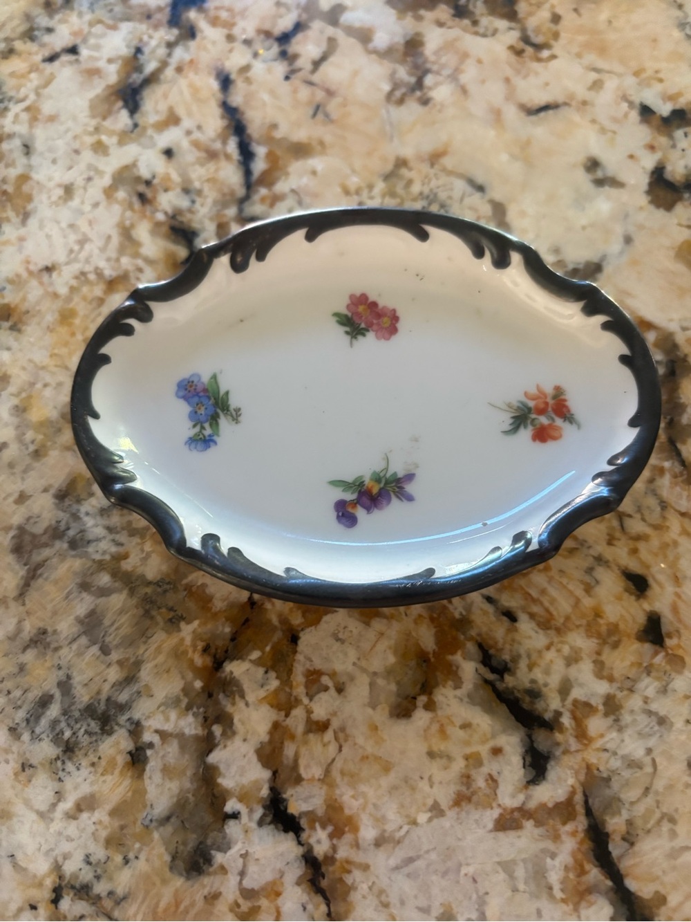 Vintage German Floral Small Dish Tray